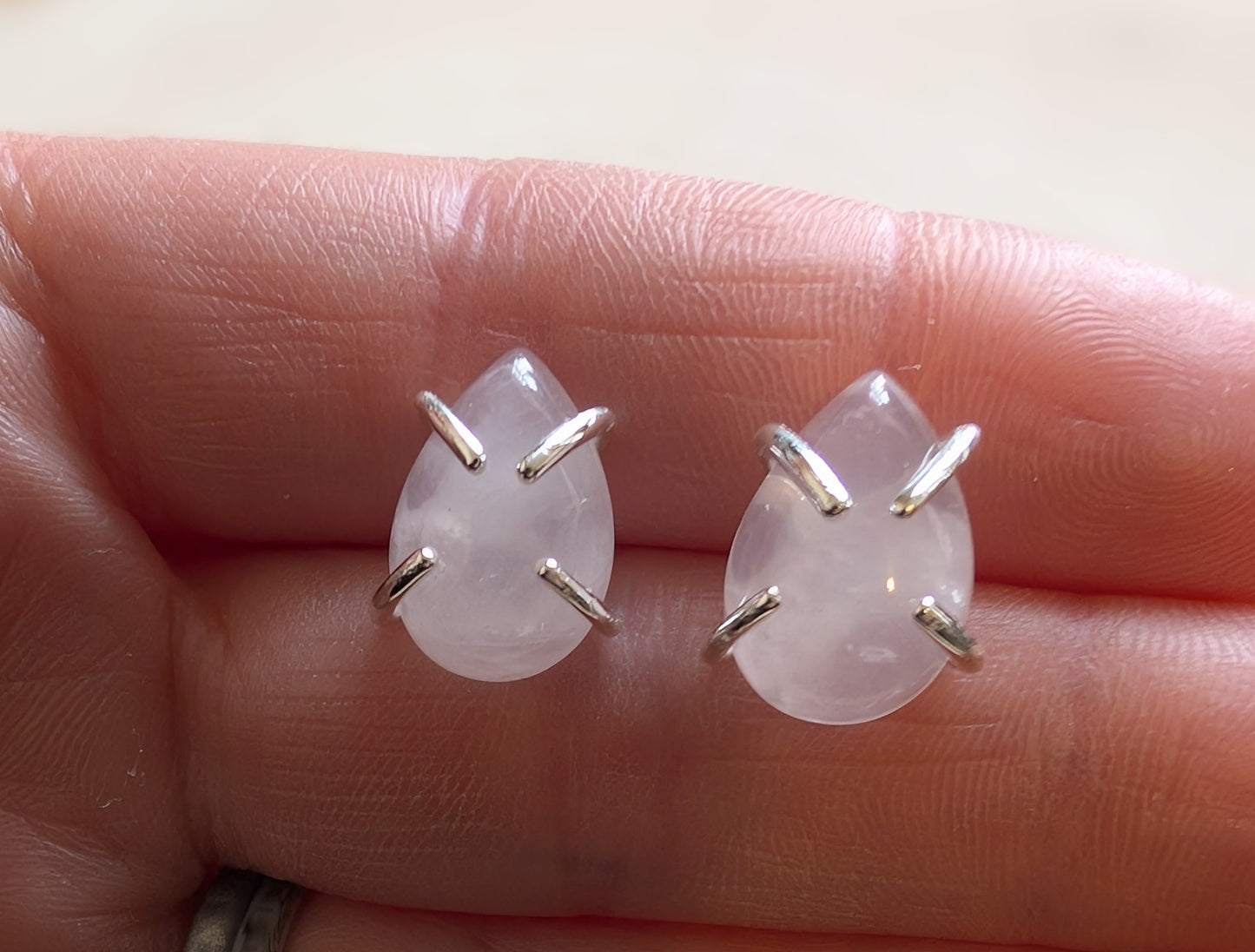 Sterling Silver Rose Quartz Studs