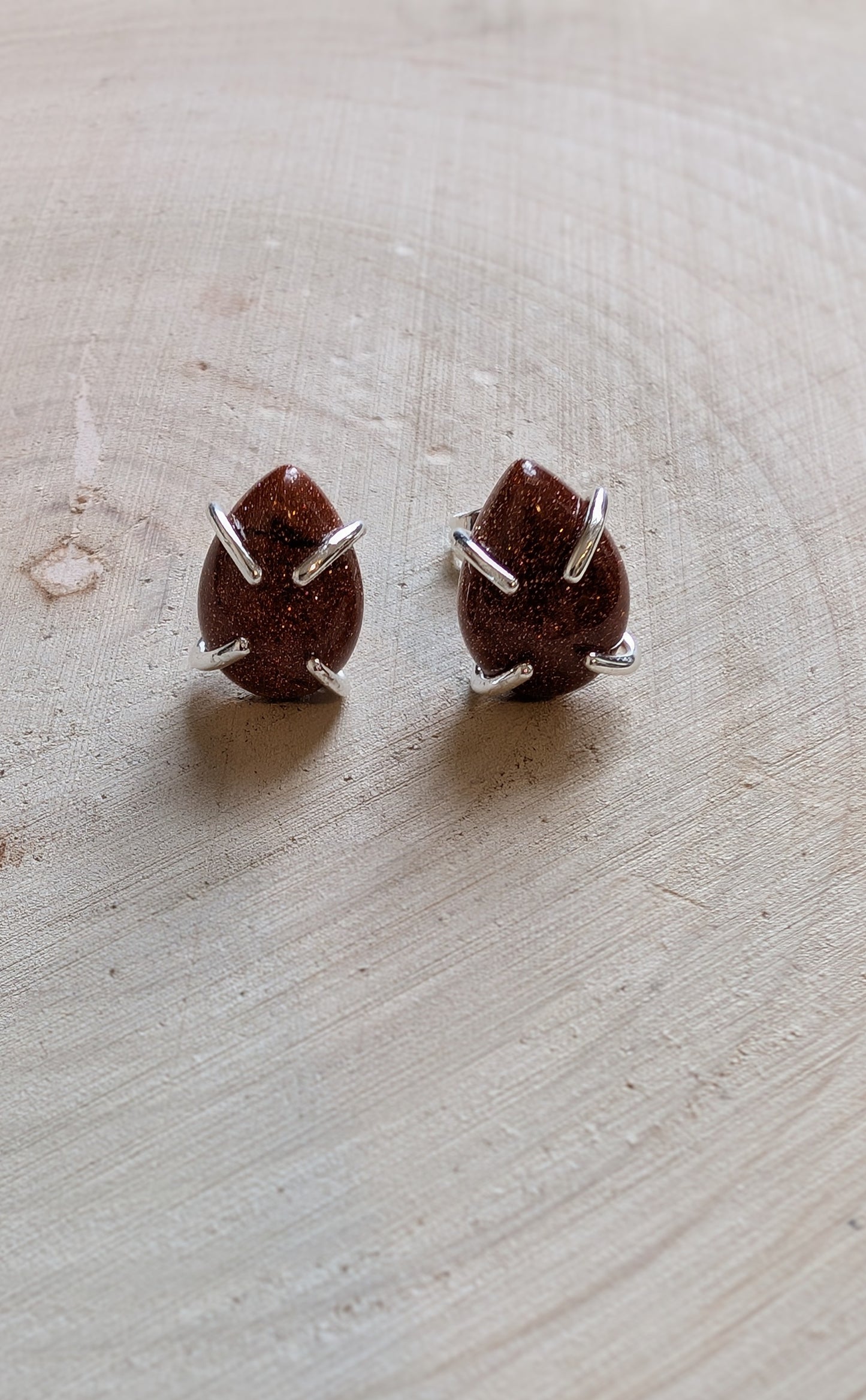 Sterling Silver Goldstone Stud Earrings