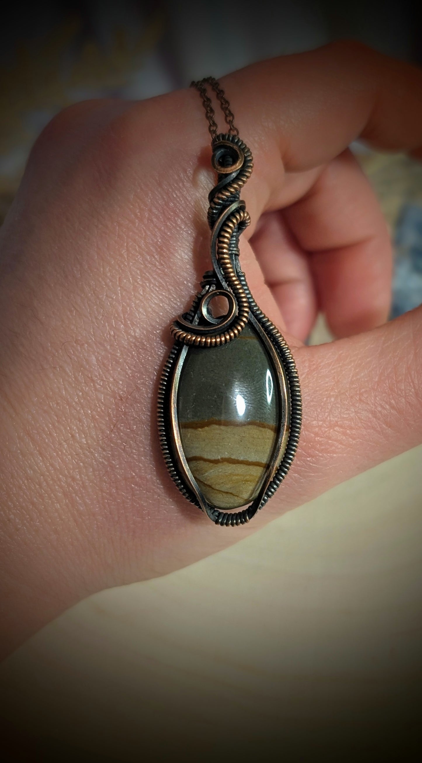 The Rogue - Landscape Jasper In Pure Antiqued Copper