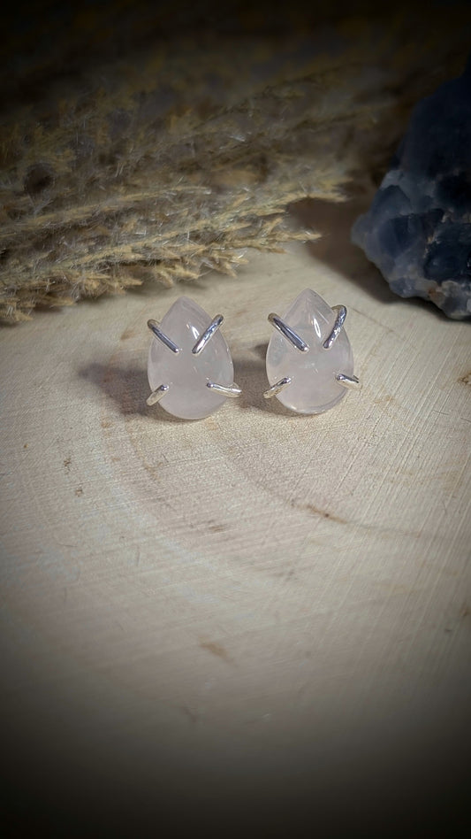 Sterling Silver Rose Quartz Studs