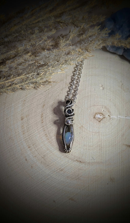 The Cantrip - Ethiopian Opal & Blue Sapphire in Sterling Silver