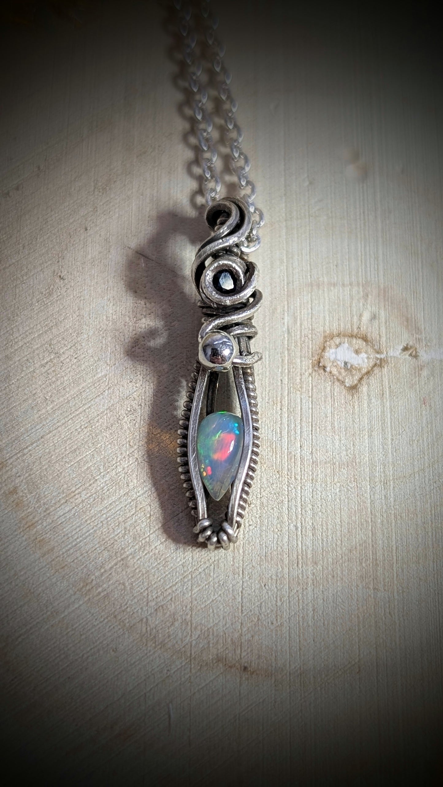 The Cantrip - Ethiopian Opal & Blue Sapphire in Sterling Silver