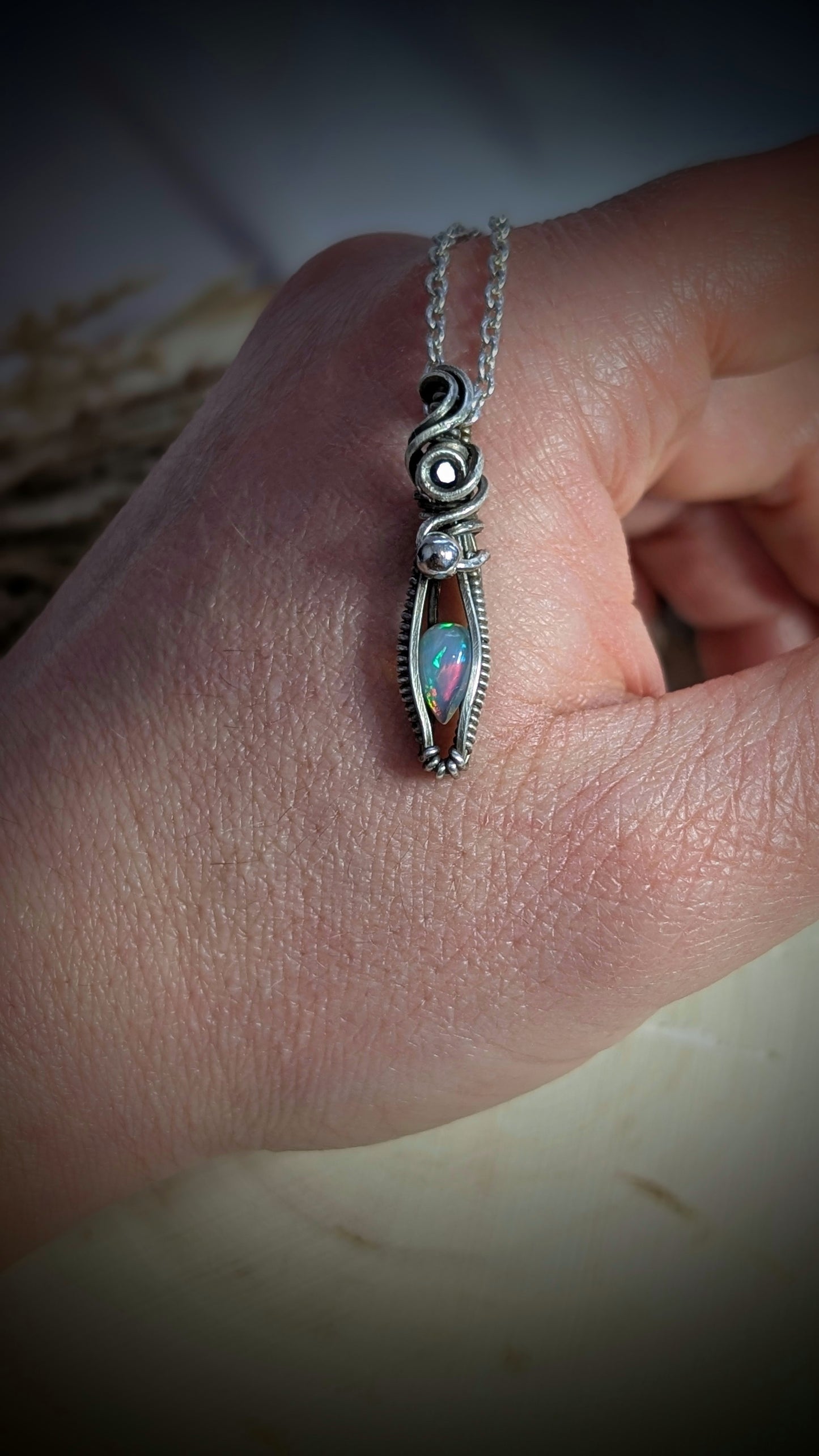The Cantrip - Ethiopian Opal & Blue Sapphire in Sterling Silver