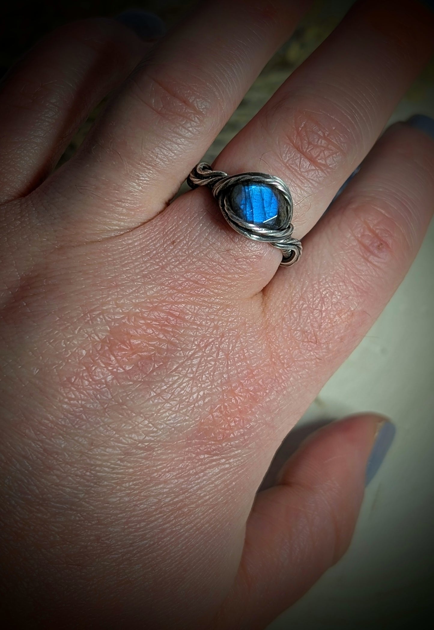 Labradorite Ring In 925 Silver, Size 5