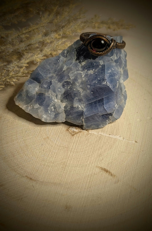 Garnet Ring in Antiqued Copper Wire, size 5
