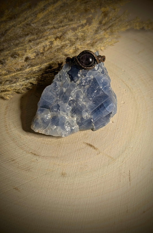 Amethyst Ring in Antiqued Copper, Size 7