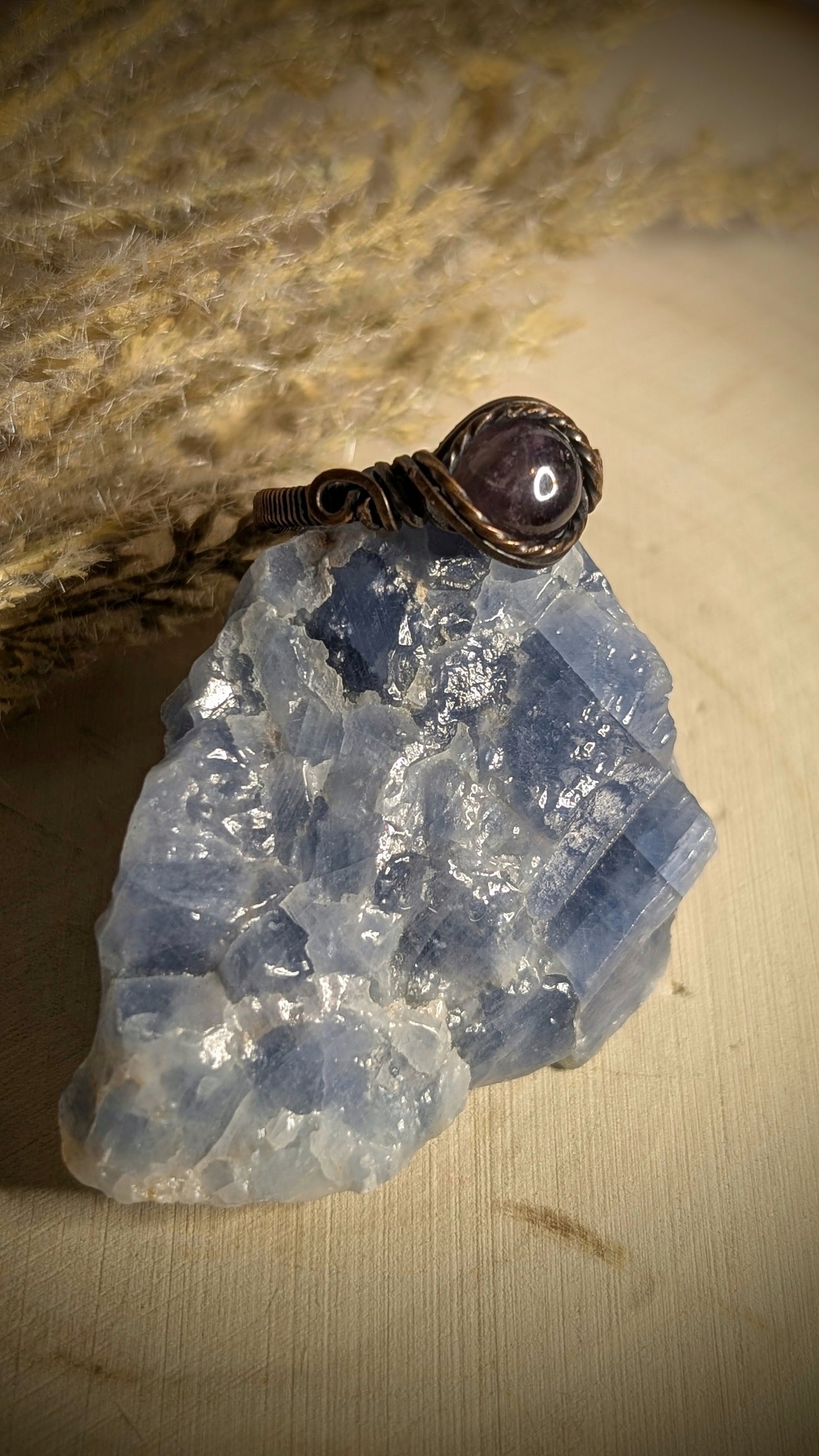 Amethyst Ring in Antiqued Copper, Size 7