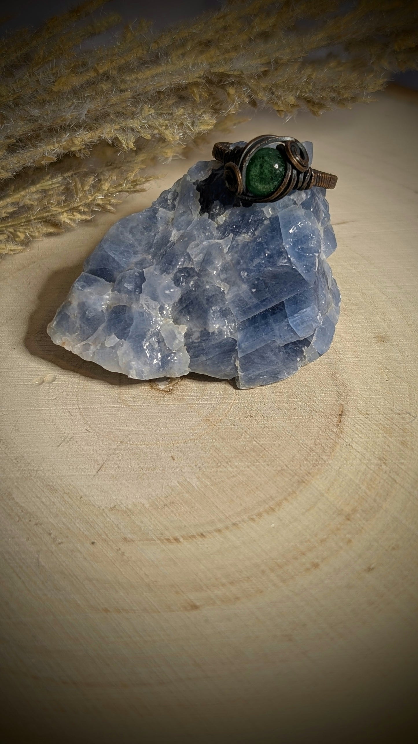 Green Aventurine Ring in Copper, size 7
