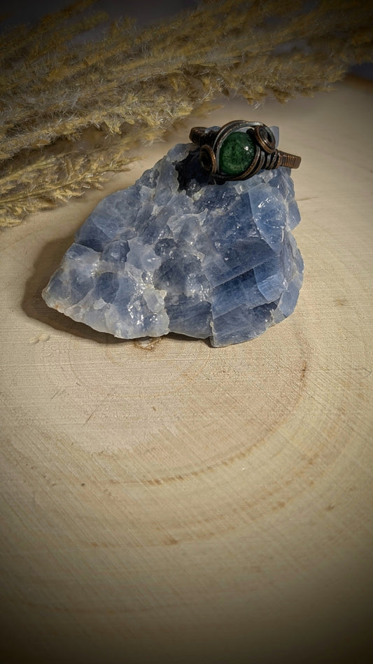 Green Aventurine Ring in Copper, size 7