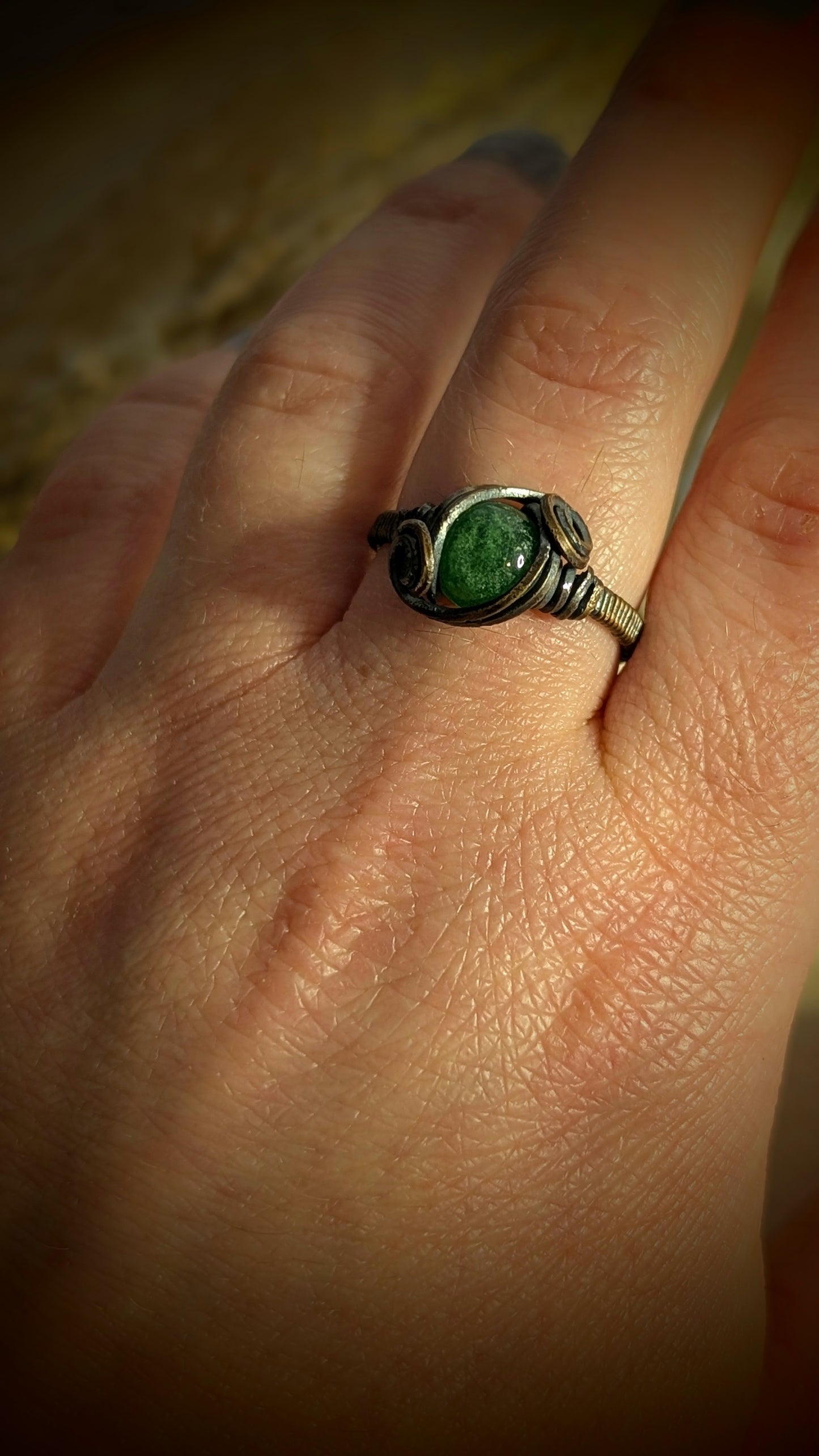 Green Aventurine Ring in Copper, size 7