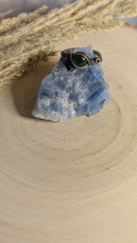 Green Aventurine Ring in 925 Silver, Size 8
