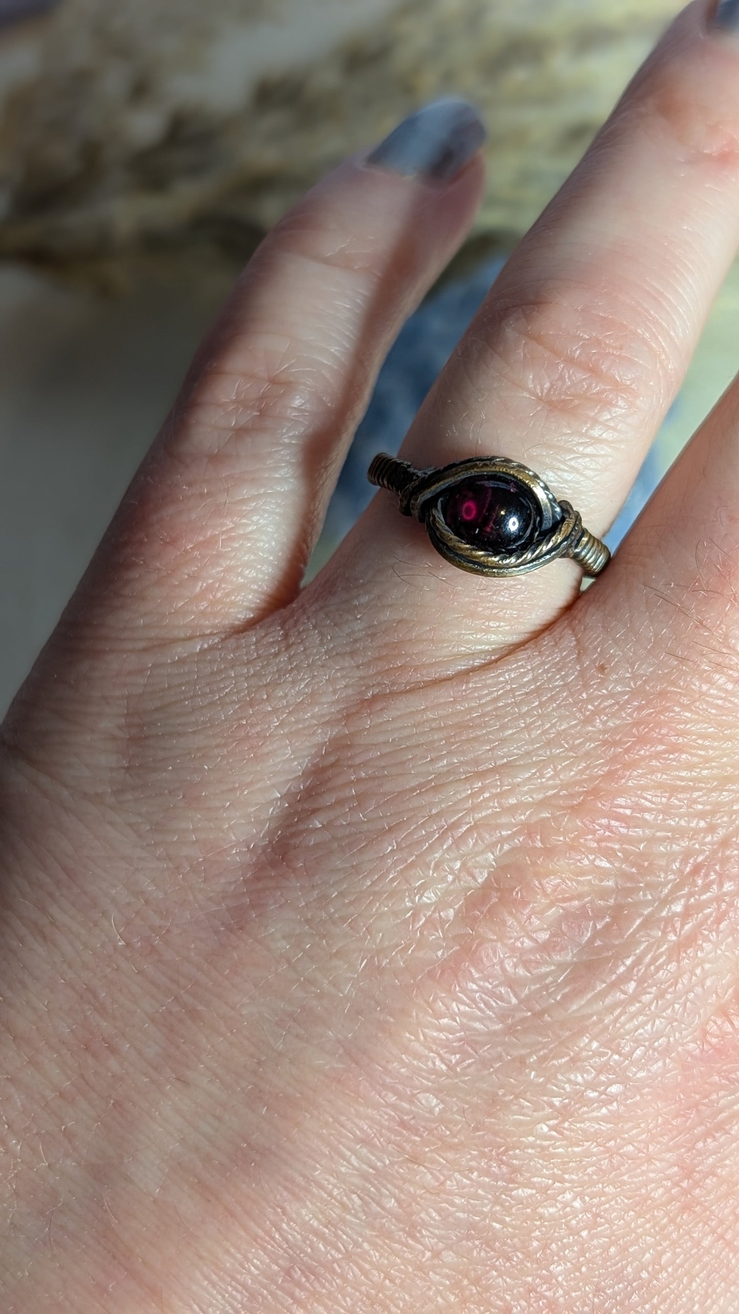 Garnet Ring in Copper, Size 5